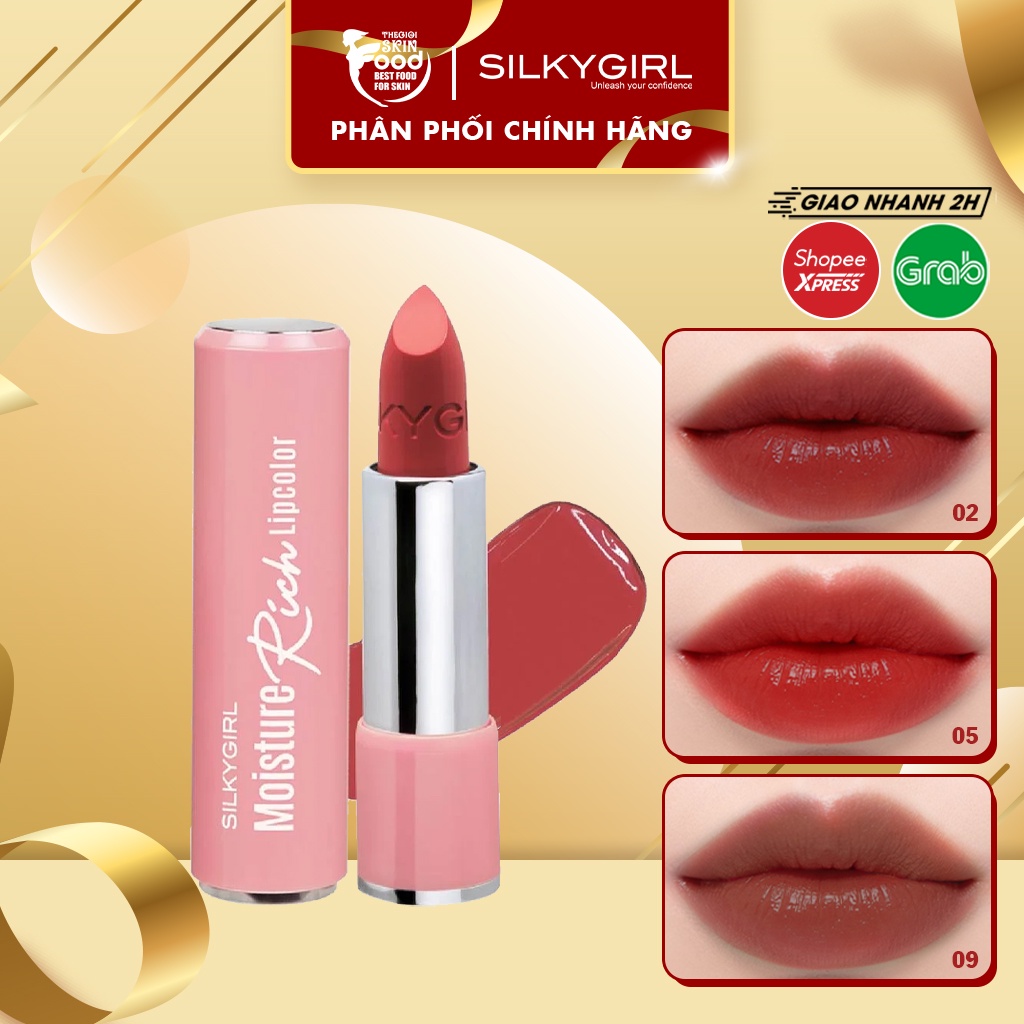 Son Thỏi Màu Có Dưỡng, Dưỡng Ẩm Môi Mềm Mại Silkygirl Moisture Rich Lipcolor 3.2g