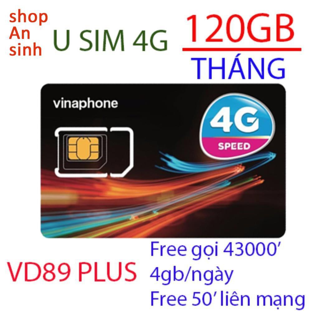 HOT Sim 4G Vinaphone VD89P nạp sẵn 100k có 4GB/ngày - 120GB/tháng