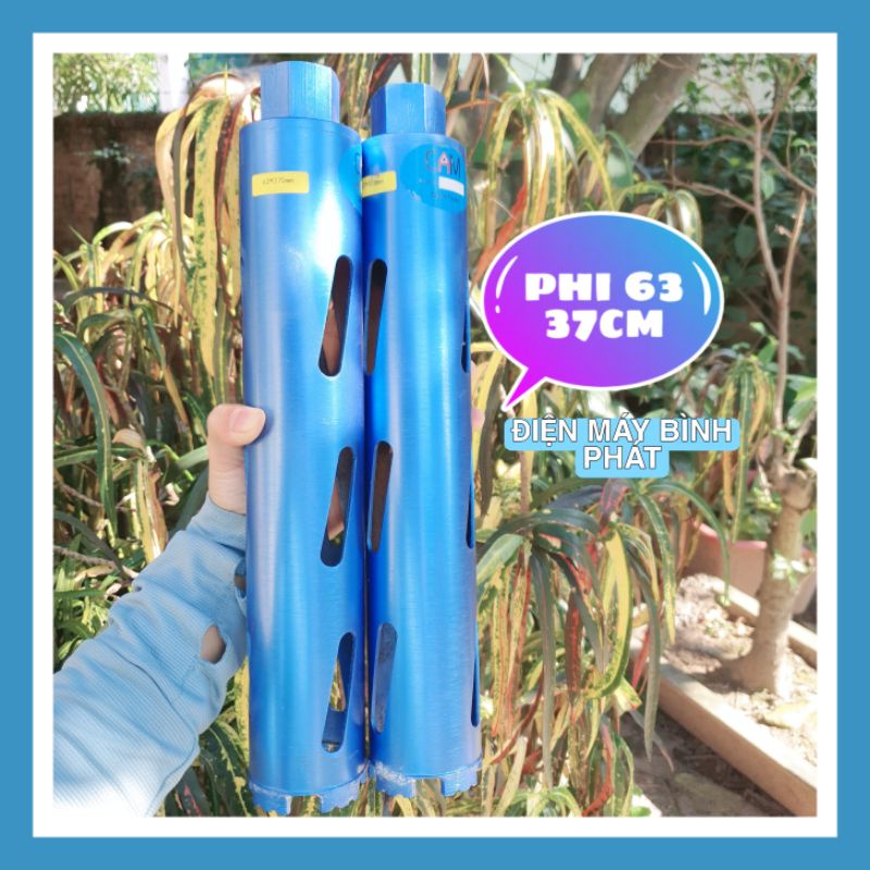 Mũi Khoan Rút Lõi Khô Phi 56, 63 dài 250mm và 370mm chuyên dùng cho thợ điều hòa, mũi rút lõi