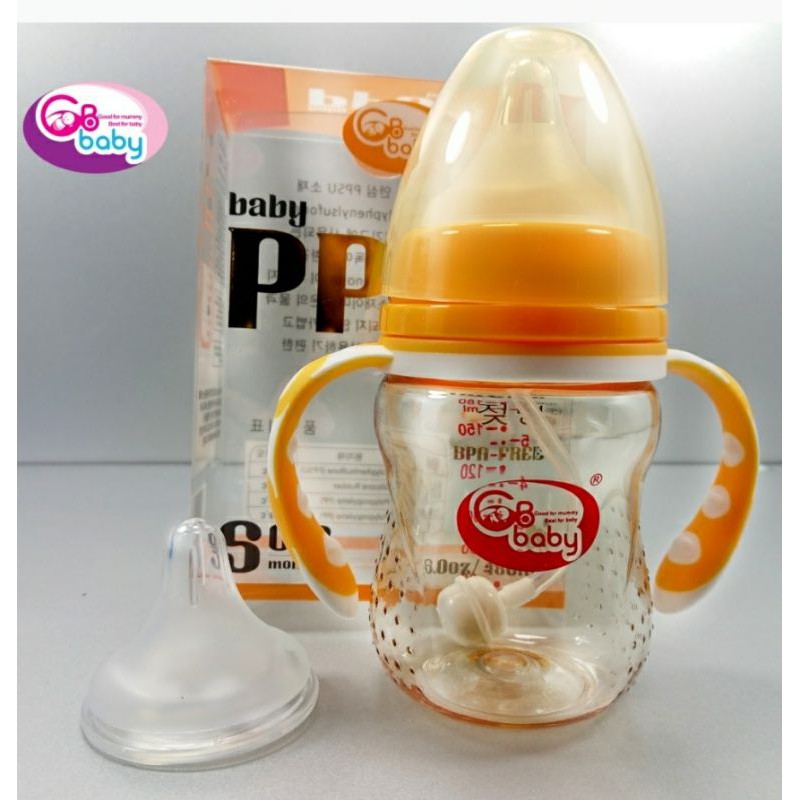 180ml - Bình sữa CỔ RỘNG PPSU cao cấp GB BABY có tay cầm và van chống sặc (Công nghệ Hàn Quốc)