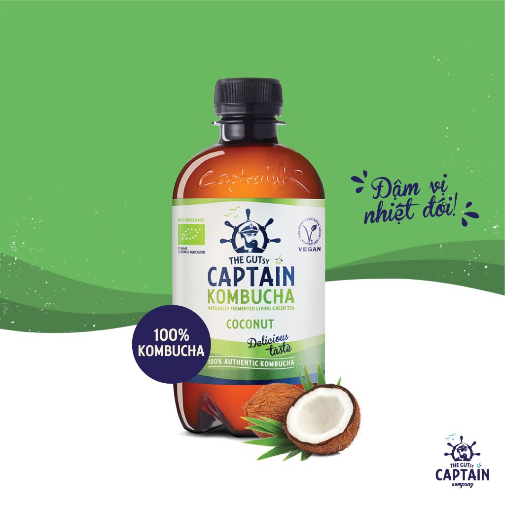 Trà KomBuCha hữu cơ vị Dừa Captain Kombucha Coconut