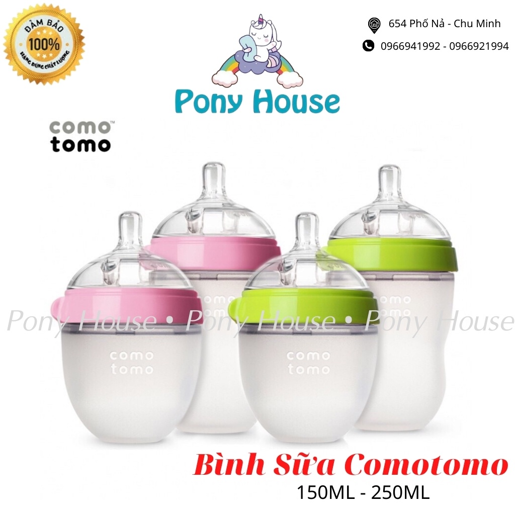 Bình Sữa Comotomo Silicon Cho Bé Siêu Mềm 150ml - 250ml - Xanh, hồng Chính Hãng
