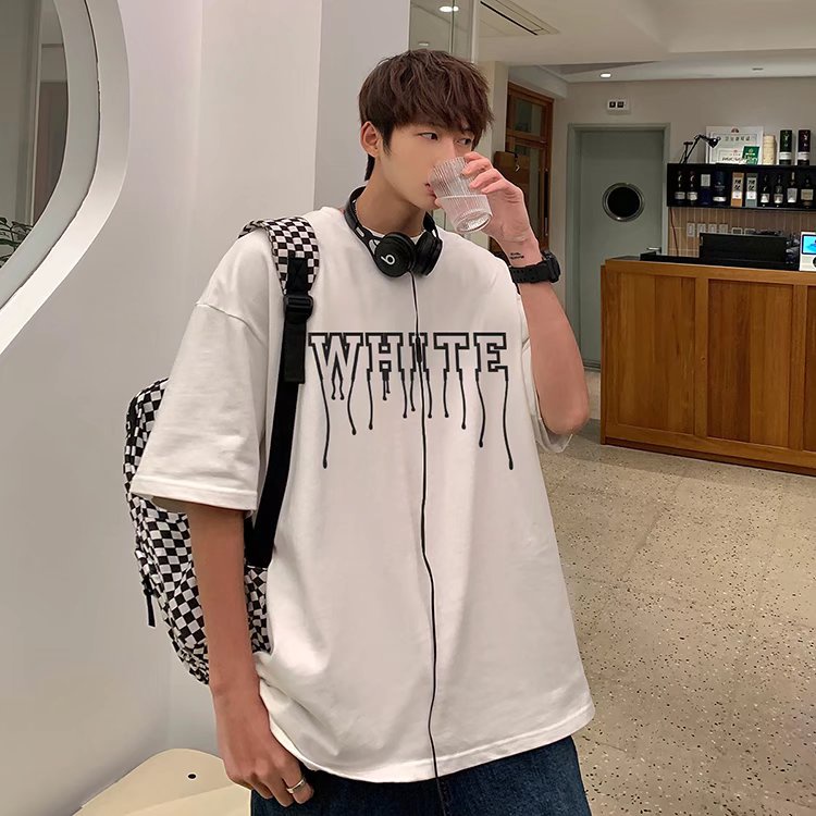 Áo Thun Tay Ngắn Dáng Rộng In Chữ Phong Cách Hip Hop Đường Phố Hàn Quốc Thời Trang Mùa Hè Cho Nam Và Nữ M-8XL