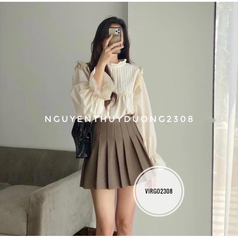 [Ảnh thật/Sẵn]Áo sơmi cánh tiên tay dúm cực xinh
