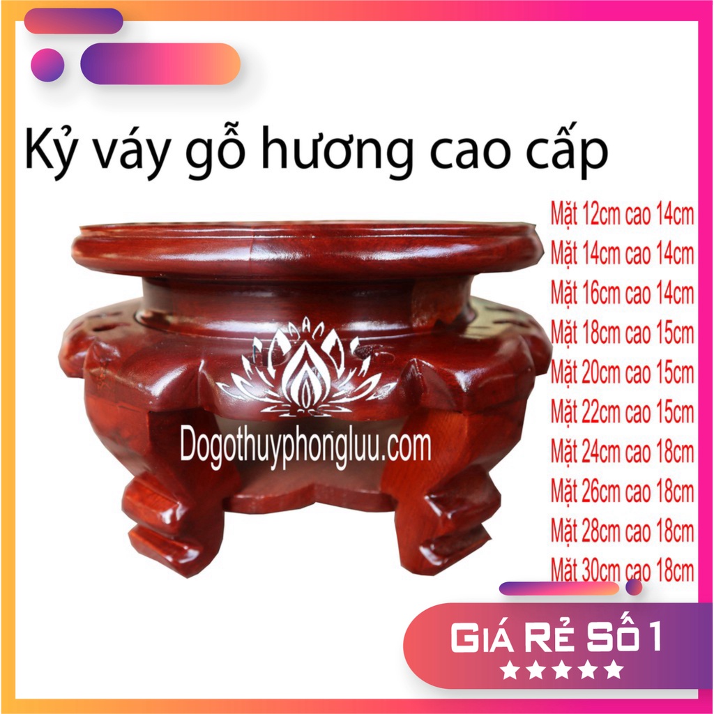 Đôn váy-Đế bát hương-Kỷ váy-Gỗ hương cao 15cm và 18cm cỡ mặt từ 12,14,16,18,20,22,24,26,28,30