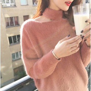 Áo Len Lông Thỏ Vai Cutout