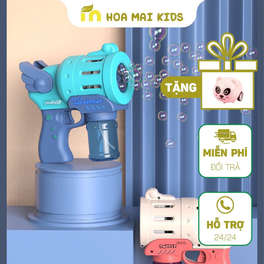 Súng bắn bong bóng xà phòng cho bé, cỡ bự, có đèn sáng, nhựa ABS an toàn, hàng đẹp - Hoamaikids