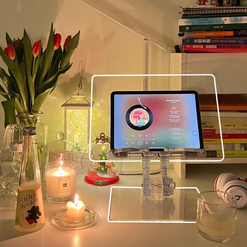 PHT01 Lifting reading stand acrylic reading stand Korean-style retractable transparent computer tablet stand for reading small table