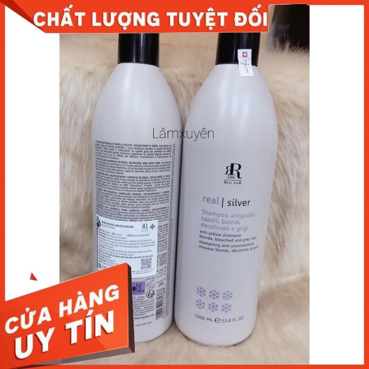DẦU GỘI TÍM KHỬ VÀNG REAL SILVER 1000MLkhử tối đa ánh vàng, giúp lên nền tóc đều màu chuẩn,giữ màu tóc bền lâu