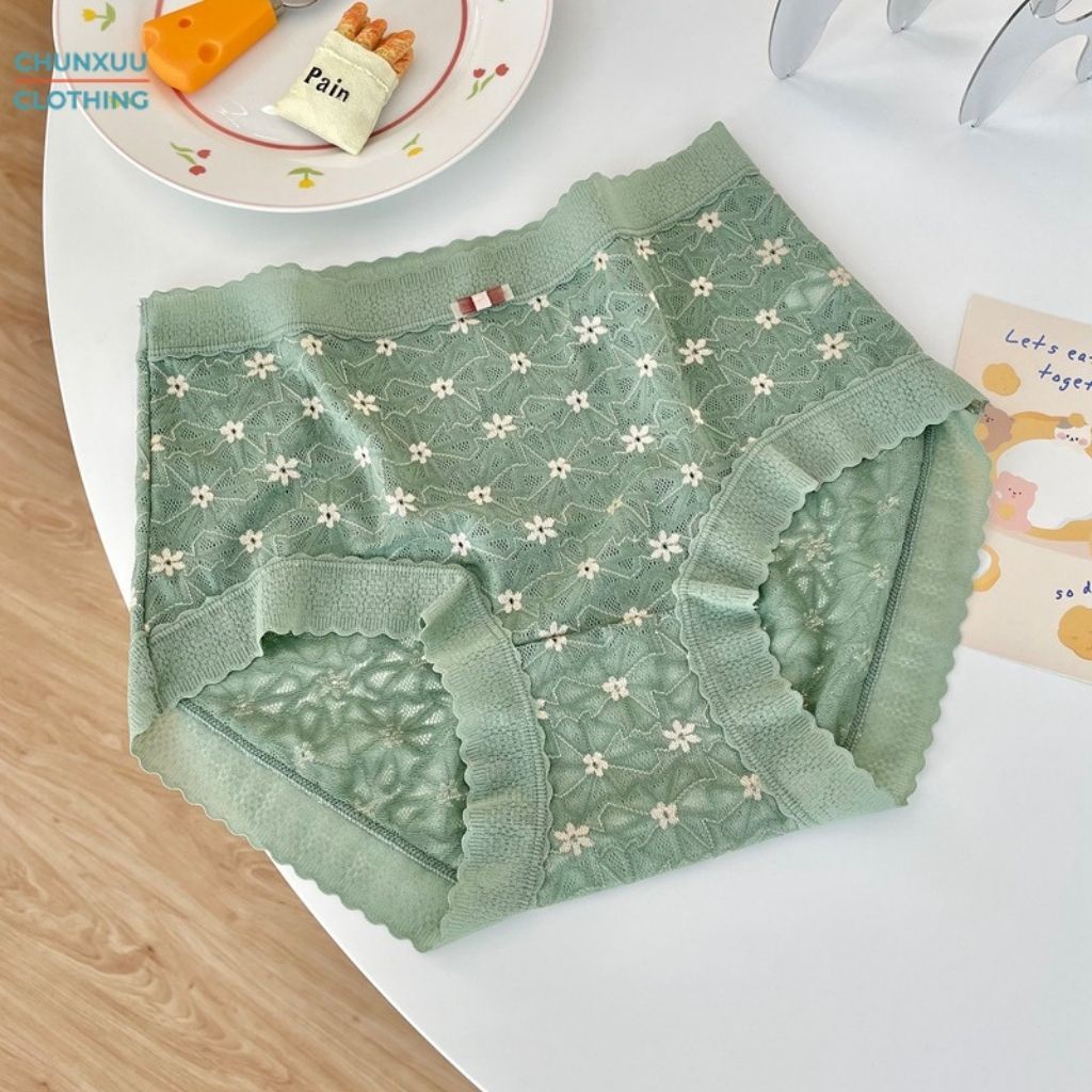 Quần lót nữ họa tiết hoa nhí phối ren viền Chunxuu, chất liệu ren gấm cao cấp - QC60