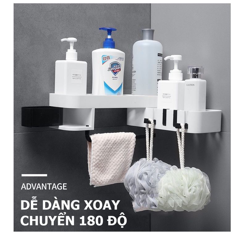 Kệ góc nhà tắm thông minh chống nước dễ dàng xoay 180 độ HD00023