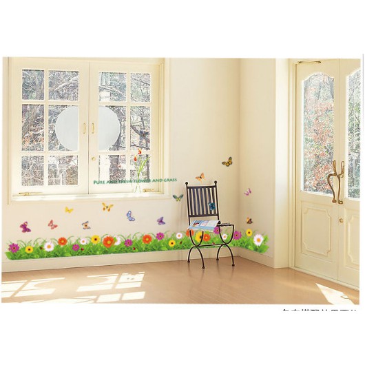 Decal trang trí Hoa Cúc dại cùng Bướm