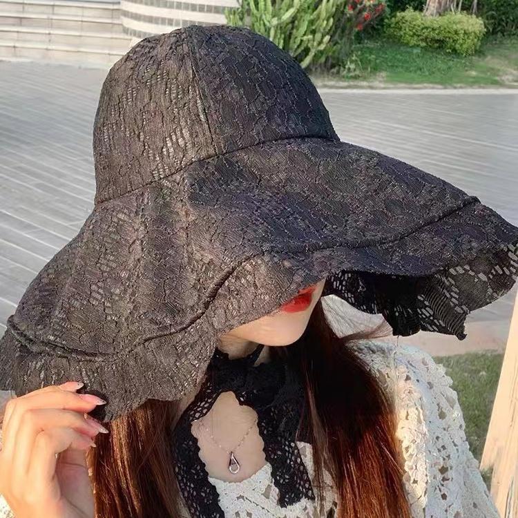 Mũ Bucket Ren Trắng Vành Rộng Thời Trang Hàn Quốc Cho Nữ