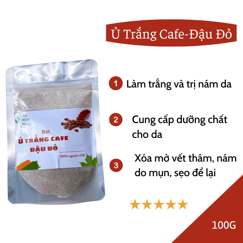 Ủ trắng cafe đậu đỏ tẩy tế bào chết, làm da trắng sáng