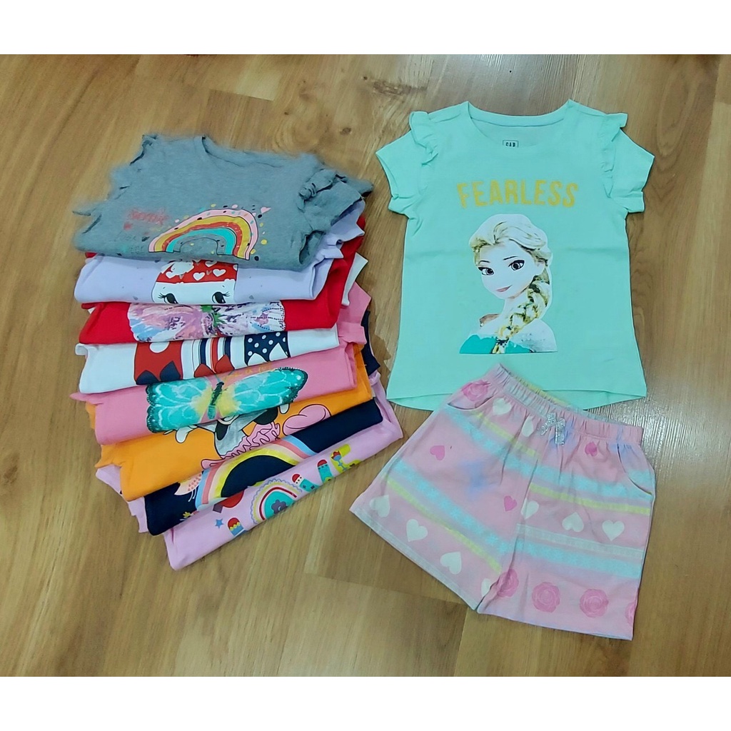 Đồ bộ ngắn tay viền bèo GAP bé gái 1-5T nhí