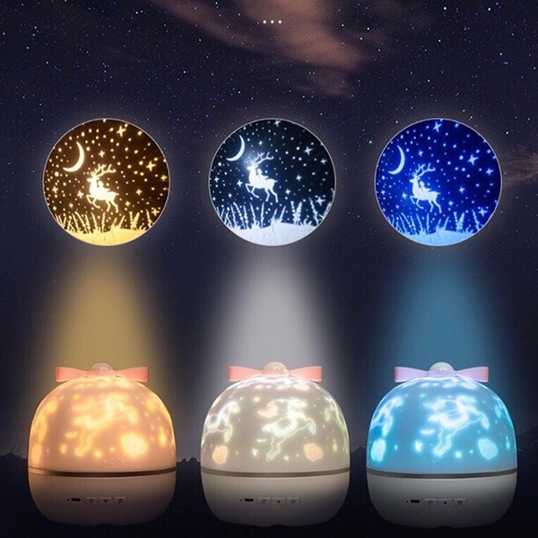 [FREESHIP] Đèn Chiếu Sao Trang Trí Phòng Xoay Tự Động Tặng Kèm 6 Mẫu Film Decor Chiếu Trần 3D Quà Tặng Người Thân Yêu.