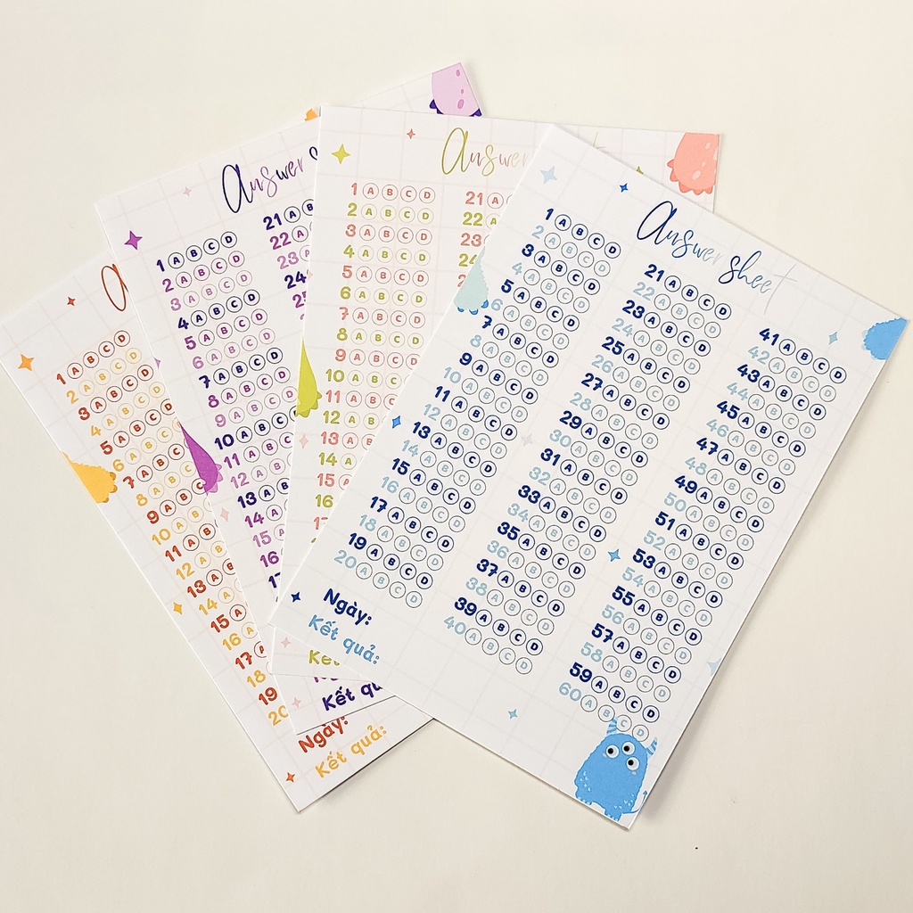 Set 8 Phiếu Điền Trắc Nghiệm Mini Baby Monster - Answer sheet A6 | Aimée