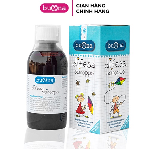 Siro tăng đề kháng hô hấp Buona Difesa, lọ 150ml, vị ngọt thanh mật ong, dễ uống