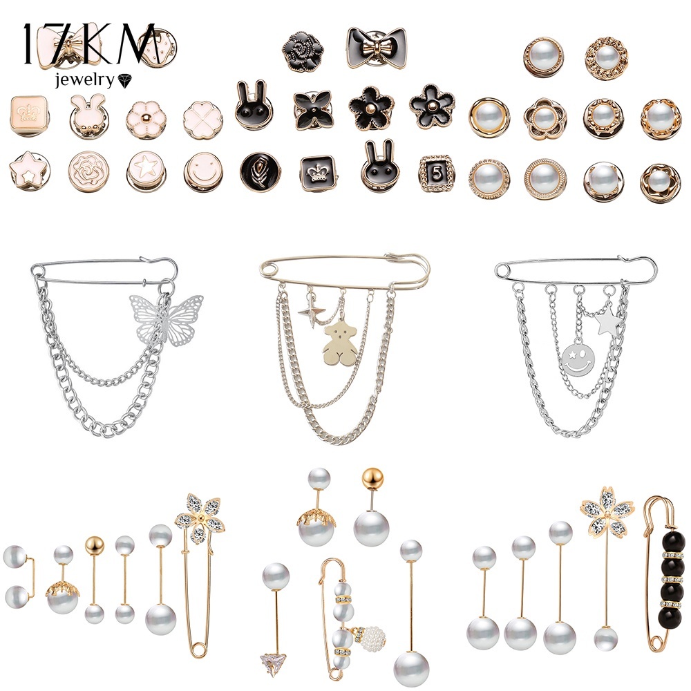 Trâm cài áo 17KM đính ngọc trai giả phong cách Hàn Quốc dành cho nữ