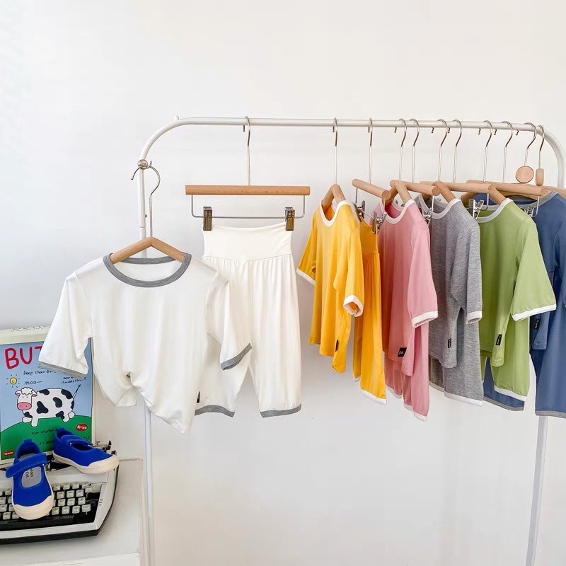 Bộ Quần Áo Trẻ Em Minky Mom Lửng Viền Nhiều Màu Cho Bé Chất Thun Lạnh Siêu Mềm Mịn Mát