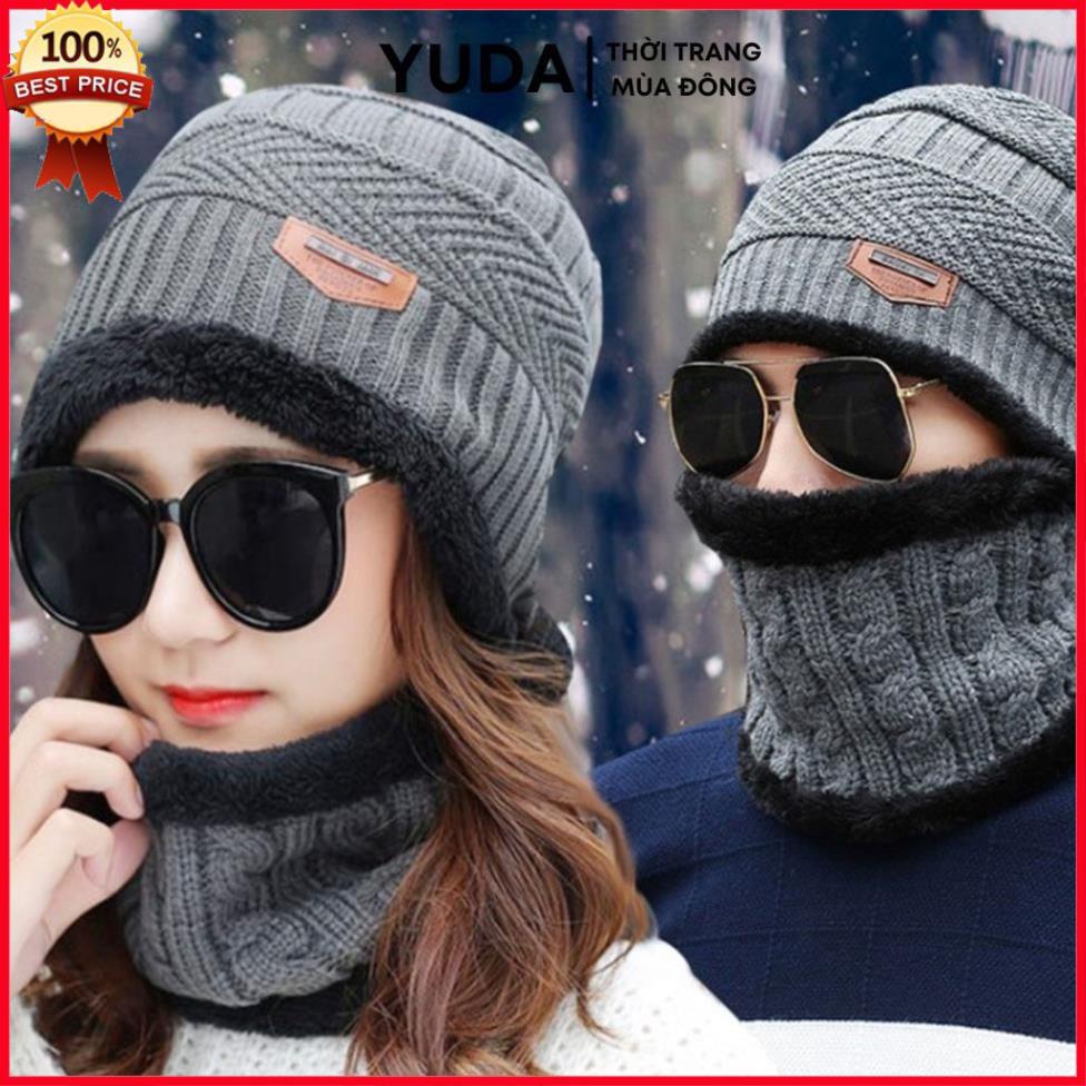 Mũ len nữ hàn quốc kèm khăn quàng cổ cao cấp, Mũ len nam hàn quốc trùm đầu mùa đông - Siêu ấm, thoáng khí ''