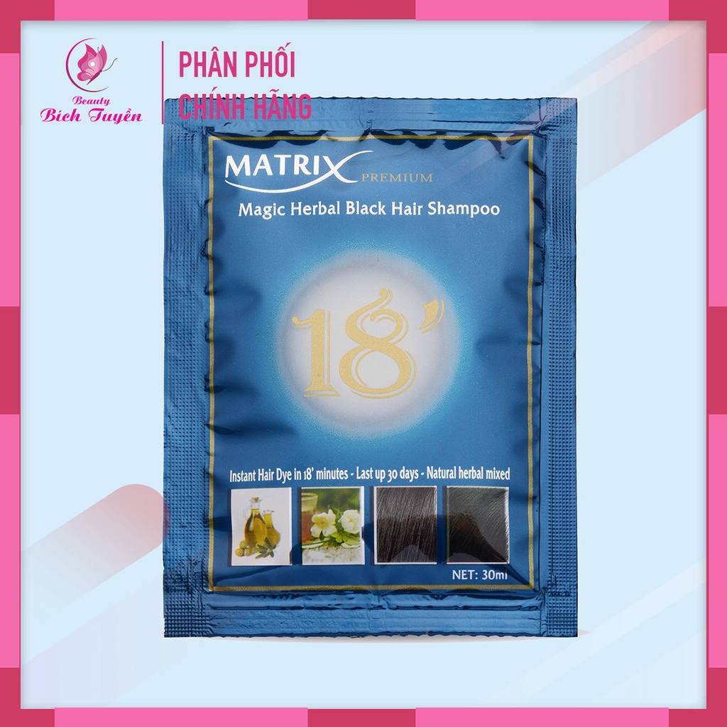 Gội Nhuộm Là Đen Matrix Premium 18 - GỘI LÀ ĐEN - Gói và Hộp