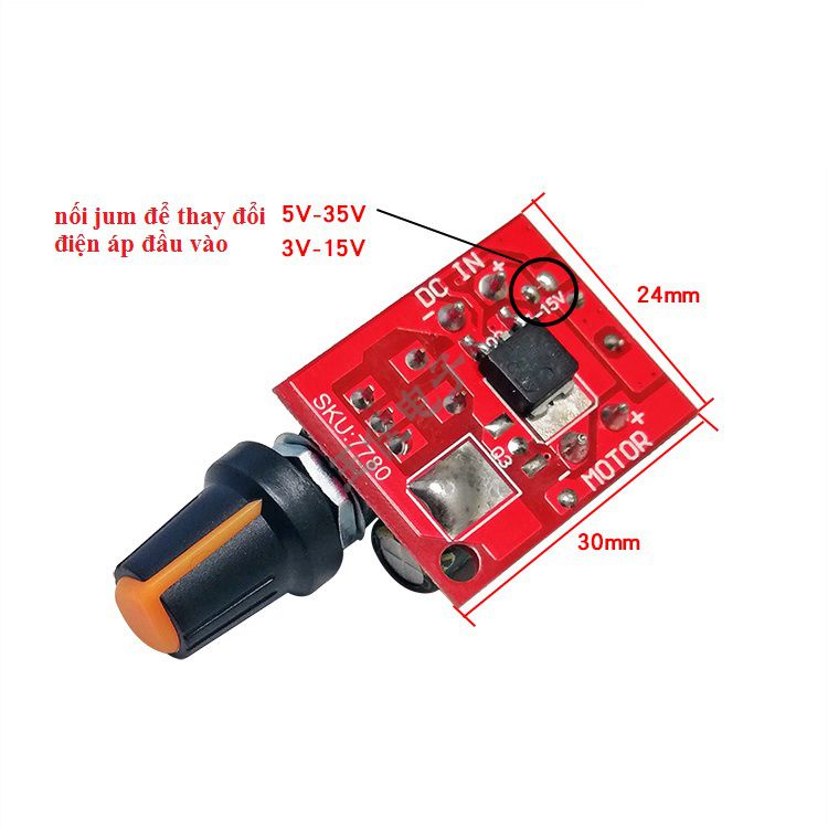 Mạch điều tốc động cơ DC PWM 5A 3 - 35V dùng điều khiển tốc độ motor chỉnh độ sáng đèn Led ( Led Dimmer ver2)