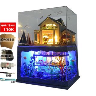 Mô hình nhà búp bê bằng gỗ Impressed Hawaii - Có đèn led