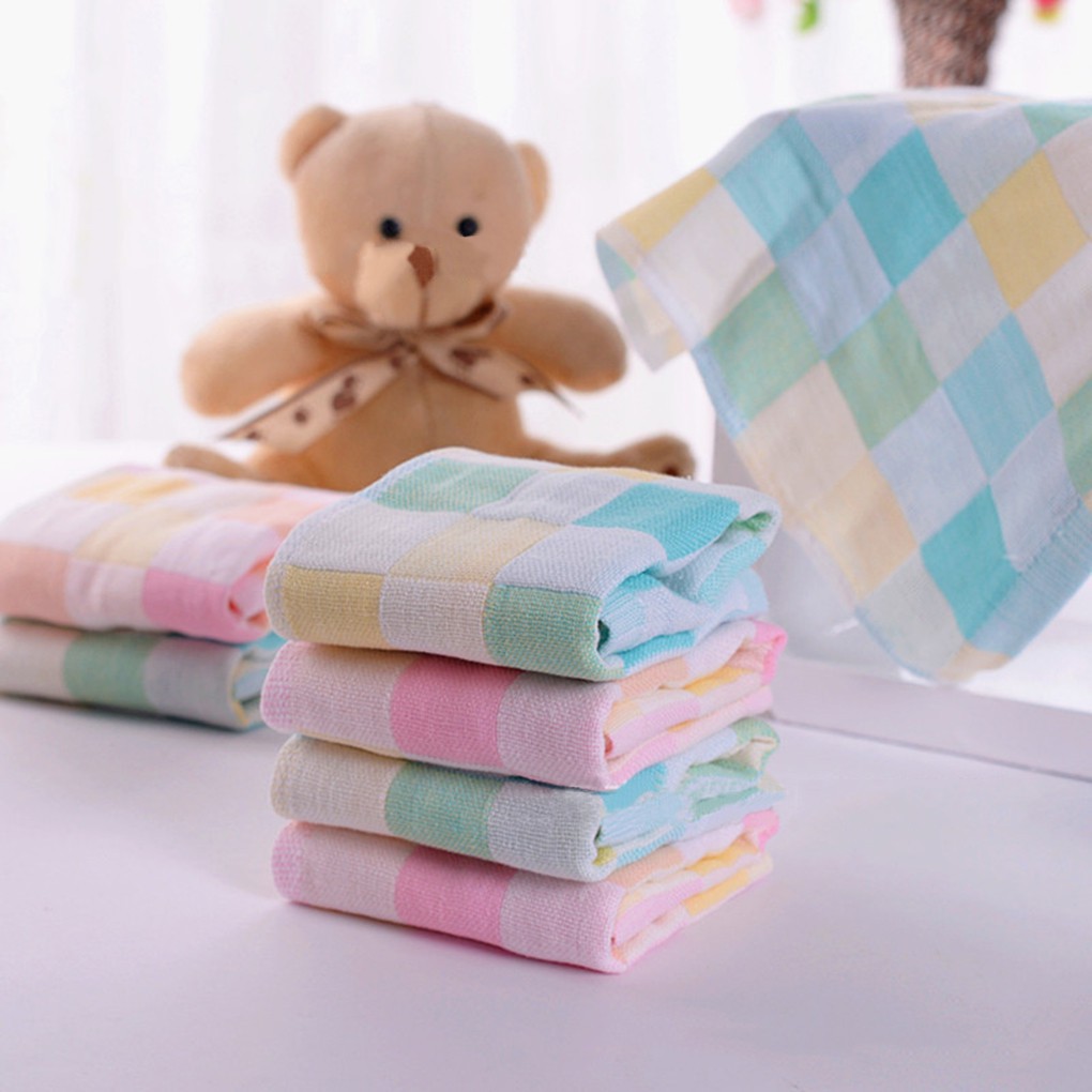 Khăn Kẻ Ô Vuông 28*28 cm Chất Liệu Gạc Cotton Đa Năng