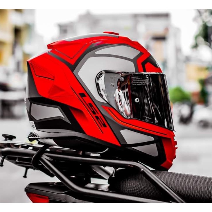 Mũ bảo hiểm 2 kính LS2 FF800 Storm đỏ xám