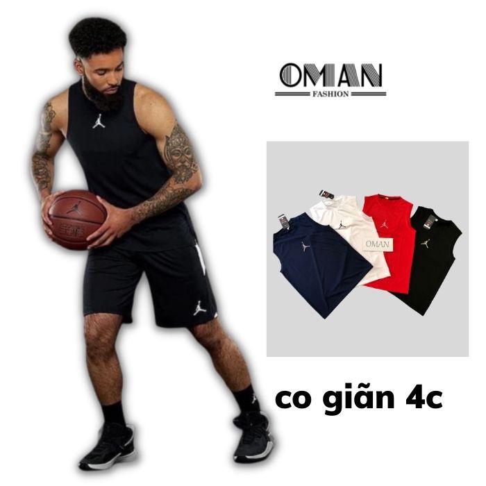 Áo sát nách thể thao nam, tập gym jordan bóng chày co giãn 4 chiều - OMAN BL02