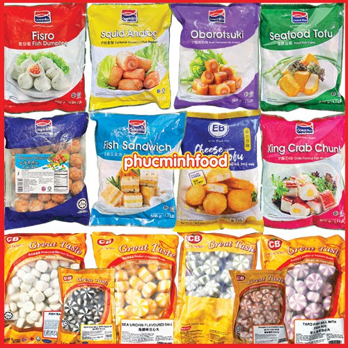 Viên Trứng cá hồi, Bánh bao nhím sọc, cua huỳnh đế, cá hồi sandwich, cua cuộn, đậu hủ hải sản...