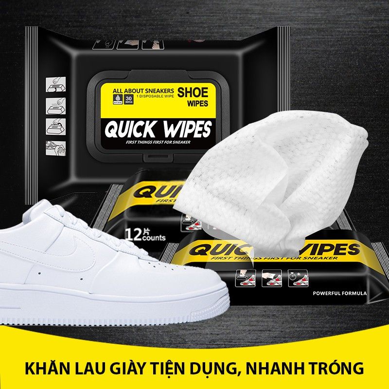Khăn lau giày chuyên dụng kiểu mới QUICK WIPES ( 12 khăn/1 gói)