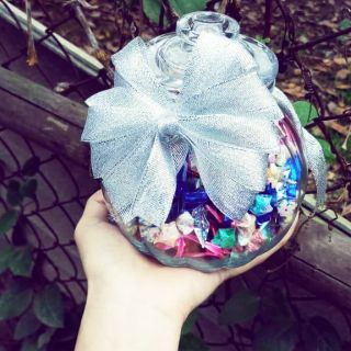 Lọ hạc sao giấy thủy tinh