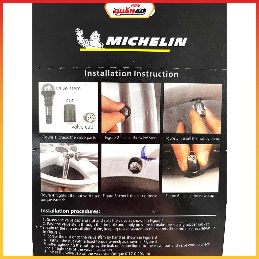 Bộ 4 Van Kim Loại  Aluminum Michelin BLV489-M - Hàng Chính Hãng