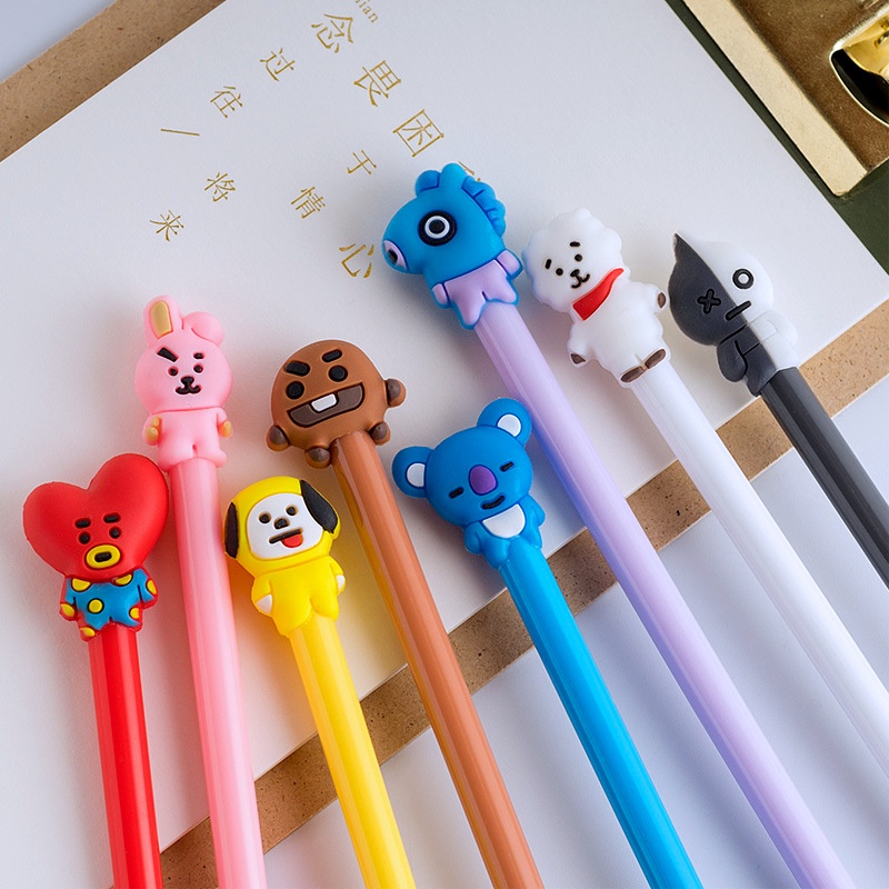 Bút Bi Mực Đen Kiểu Dáng Kpop Bt21 ngòi 0.5mm