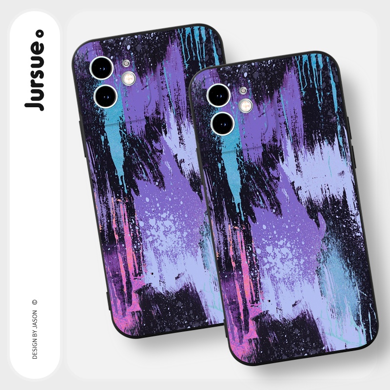 Ốp lưng JURSUE mềm chống bẩn hình độc lạ đen Cho iPhone 14 13 12 11 Pro Max SE 2020 X XR XS 8 7 ip 6S 6 Plus Y2324