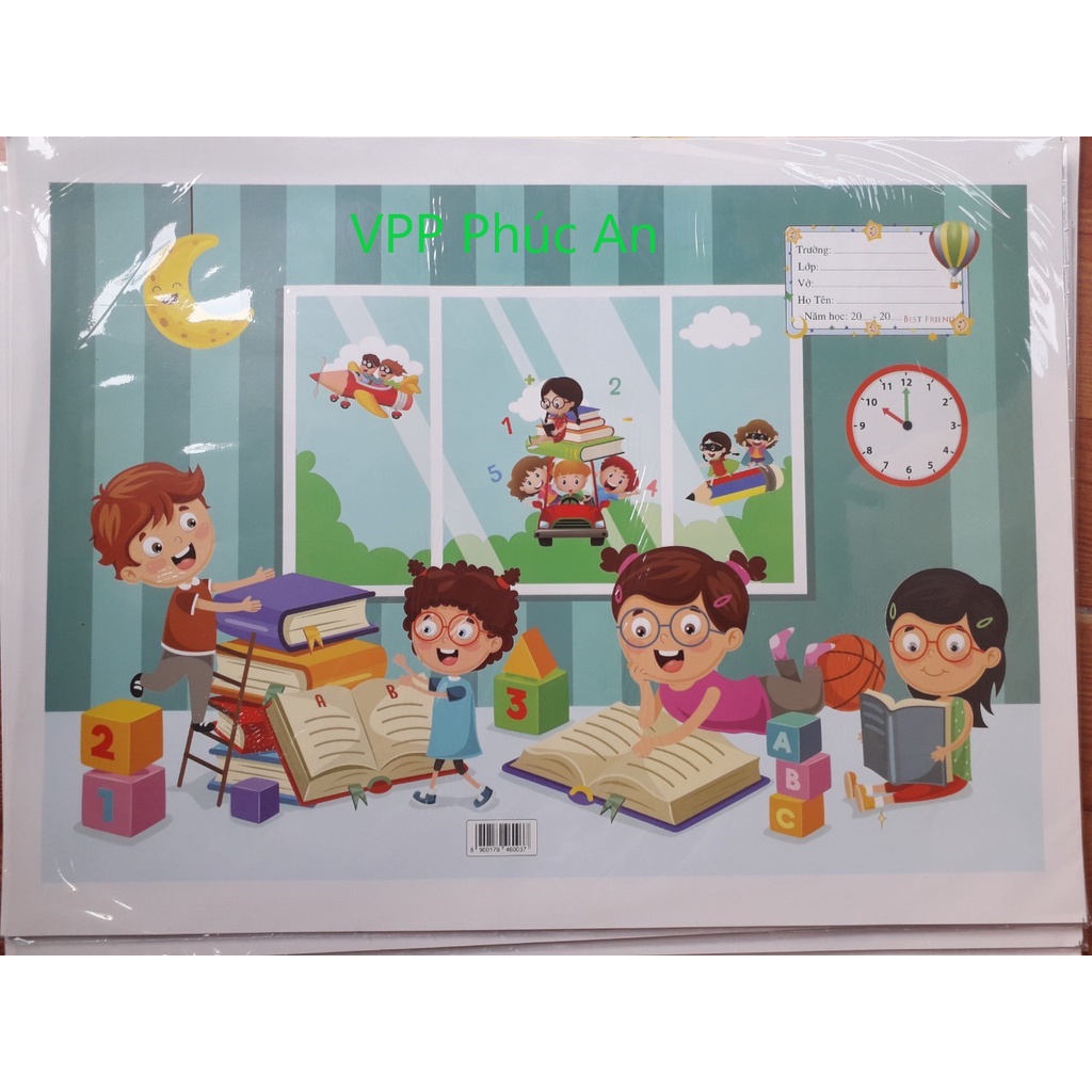 Set 20 tờ bọc sách, vở bằng giấy in hình hoạt hình cho bé cấp 1
