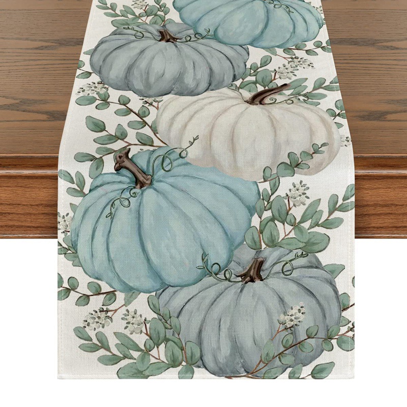 Khăn Trải Bàn Ăn Lễ Tạ Ơn Hình Lá Bạch Đàn Mùa Thu Trang Trí Trong Nhà