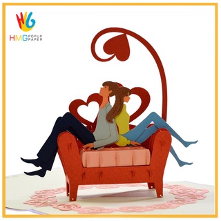 Thiệp 3D Tình Yêu, thiệp Handmade Couple Popup Card Thiệp Nổi Tình Yêu Valentine's Day Thiệp Nổi HMG