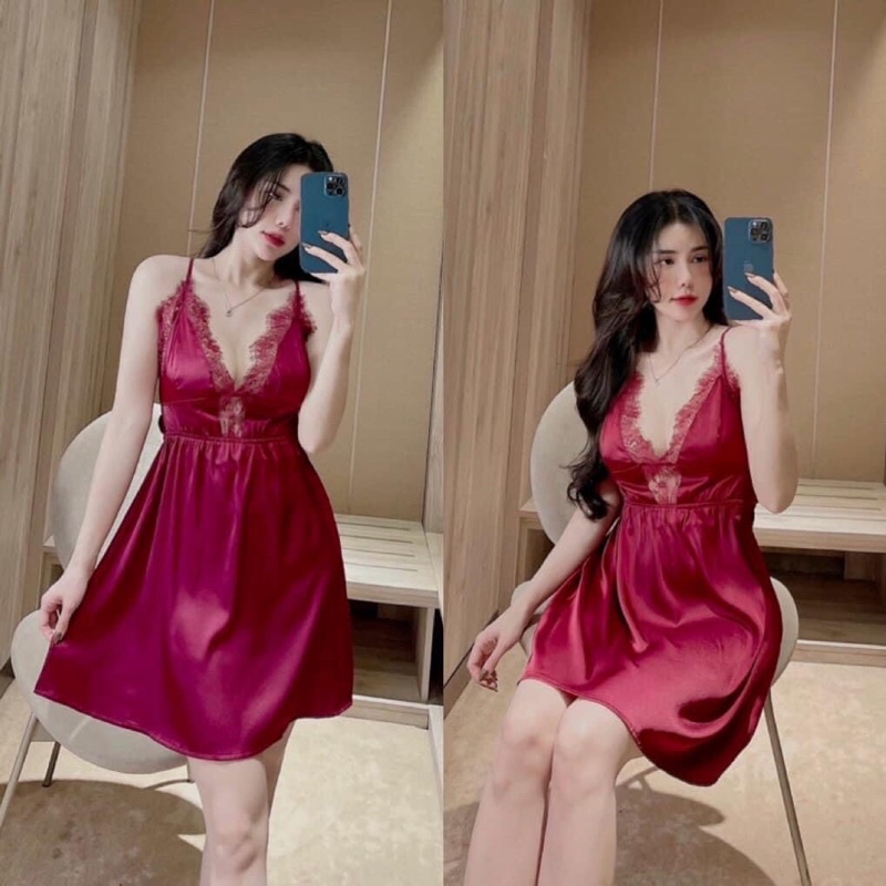 Váy ngủ lụa hai dây sexy 3 lụa satin cao cấp