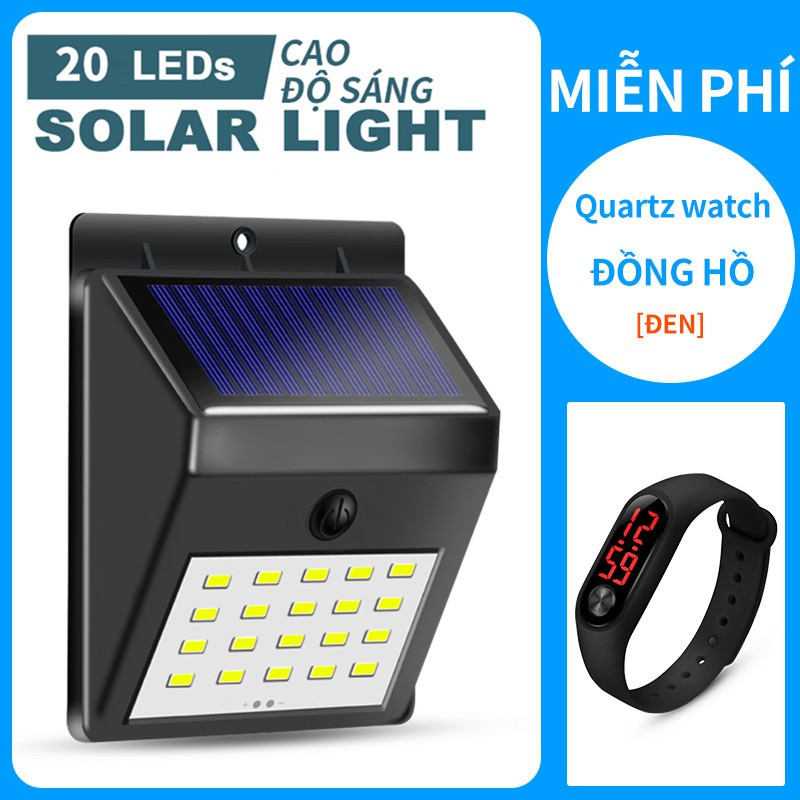 【Đồng hồ LED miễn phí】Đèn Năng Lượng Mặt Trời - Đèn Đường,Sân Vườn - Sử Dụng Năng Lượng An Toàn - Chống Nước