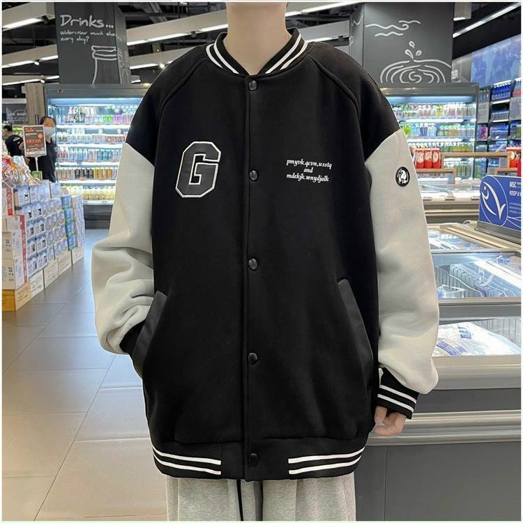 Áo bomber khoác chữ G chất nỉ cao cấp, áo khoác nỉ cardigan phối tay trắng Shopmap