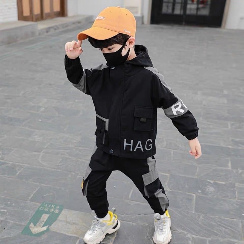 B04 - Bộ khoác kaki BOY BLACK cho bé