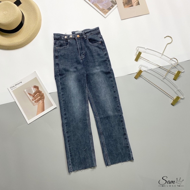 QUẦN JEANS NỮ ỐNG ĐỨNG CẠP 3 CÚC PHONG CÁCH HÀN QUỐC MS24300