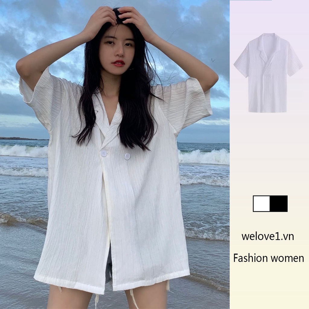 「 WELOVE1 」Áo Sơ Mi Tay Ngắn Dáng Rộng Thiết Kế Mới Thời Trang Mùa Hè Phong Cách Hàn Quốc Trẻ Trung Cho Nữ