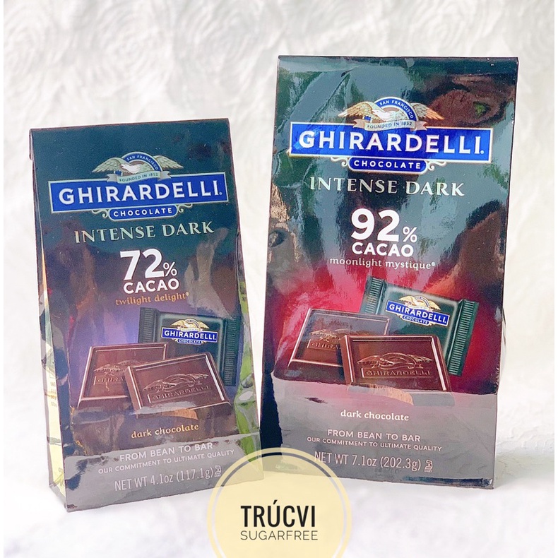 [Mã GROSALE2703 giảm 8% đơn 250K] Chocolate(socola) đen 72%, 92% cacao intense dark Ghirardelli