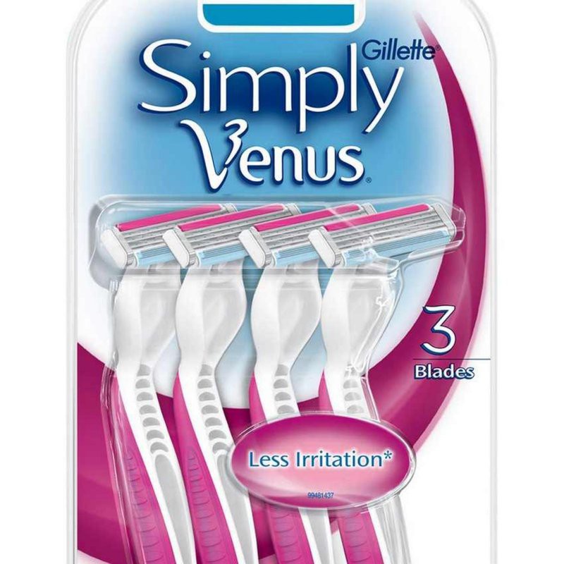 Dao Cạo Nữ Gillette Venus Simply (Vỉ 4 Cây) Women Simply Venus Razor 4pcs