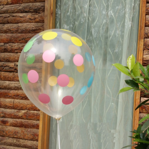 Set 10 bóng trong in sao/ bóng chấm bi nhiều màu trang trí tiệc sinh nhật