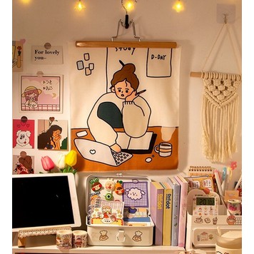Tranh vải treo tường trang trí, decor phòng hình cô gái dễ thương | WebRaoVat - webraovat.net.vn